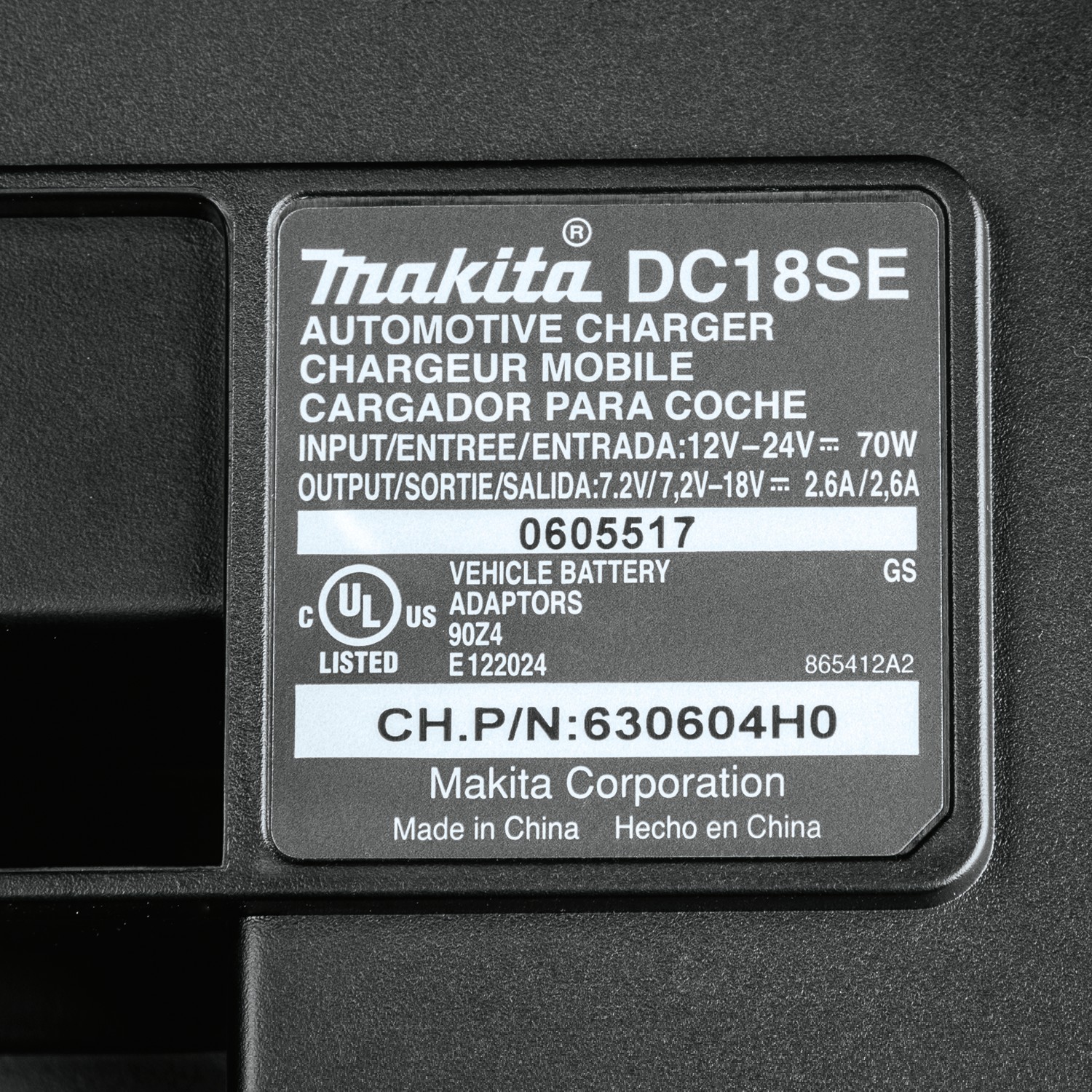 MAKITA DC18SE 18V แท่นชาร์จสำหรับชาร์จในรถยนต์ 70วัตต์