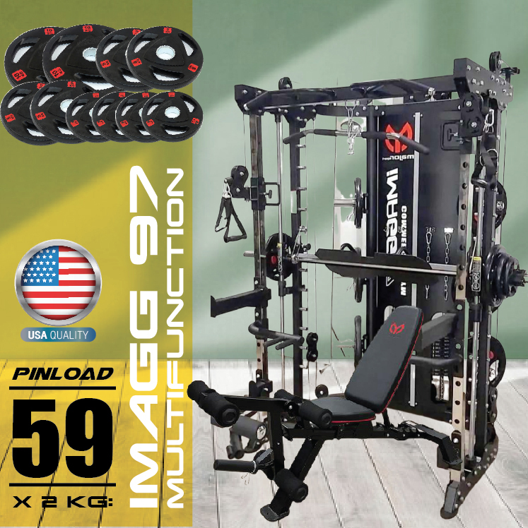 สมิทแมชชีน Smith Machine Imagg97 + ม้านั่งms-825 + แผ่นน้ำหนัก 50 kg