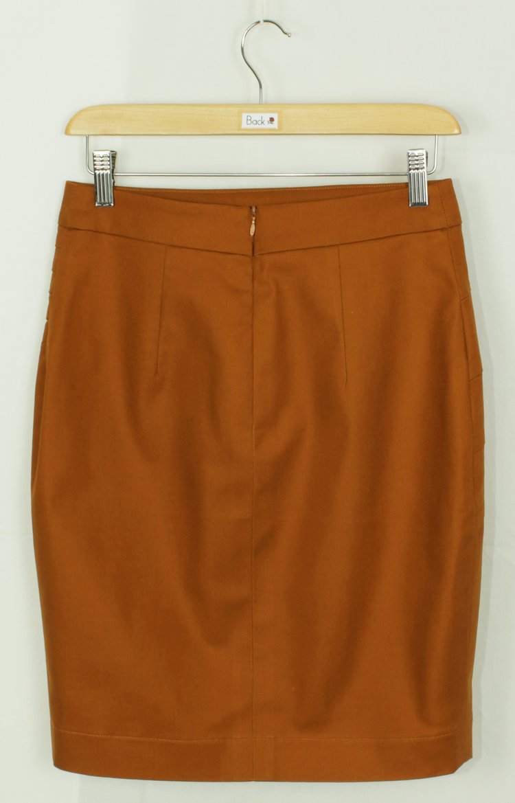 SK-178 กระโปรงแฟชั่น กระโปรงตัดต่อ ผ้าคอตต้อนญี่ปุ่นสีน้ำตาลทอง