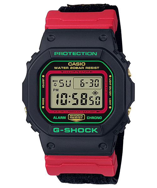 CASIO G-SHOCK รุ่น DW-5600THC-1DR สีดำ แดง สายผ้า สินค้าใหม่ ของแท้ รับประกันศูนย์ CMG
