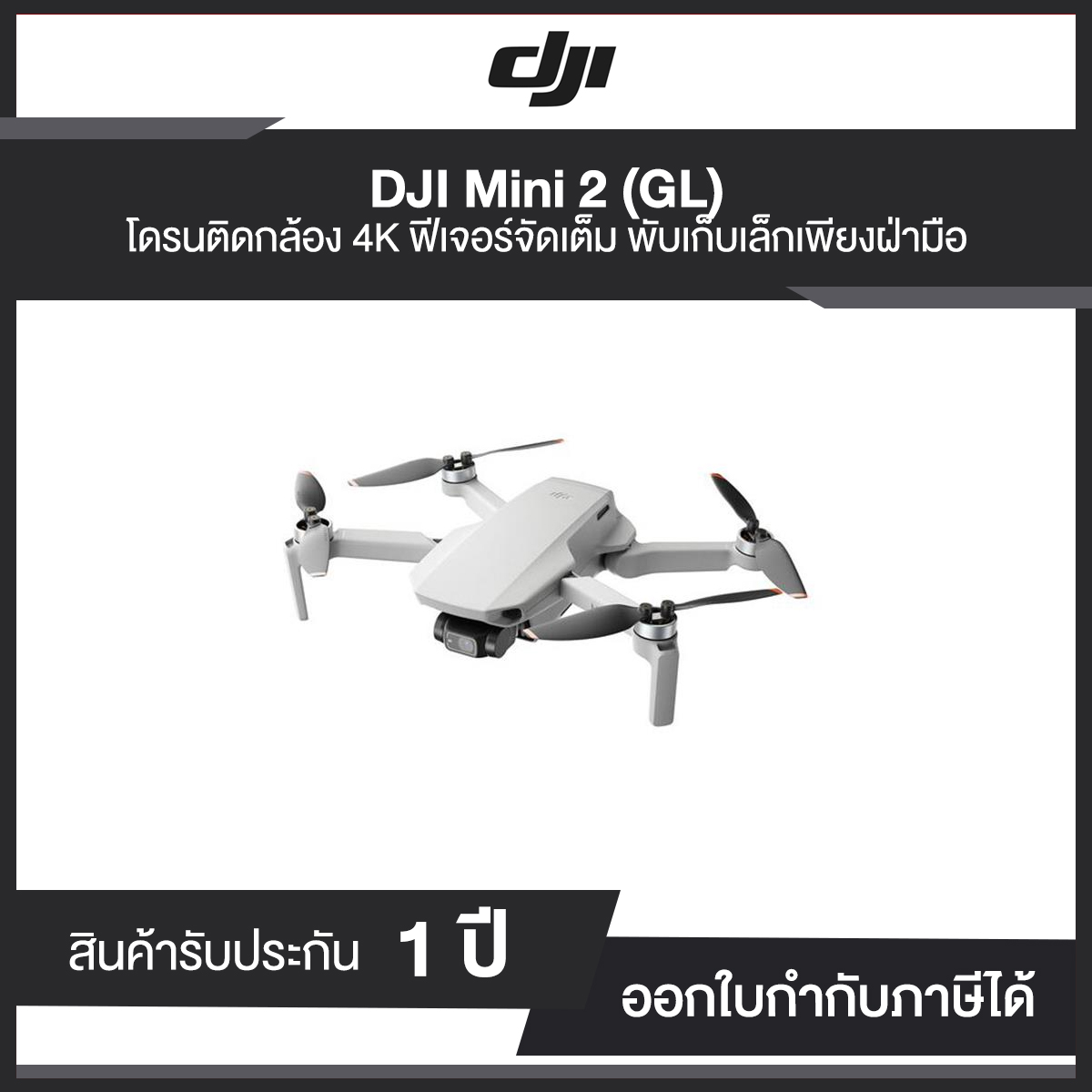 โดรนติดกล้อง 4K DJI Mini 2 (GL) ในราคาสุดคุ้ม II รับประกันศูนย์ 1 ปี
