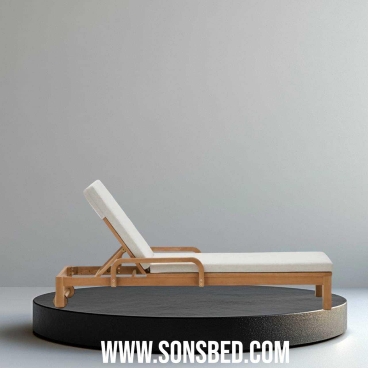 เตียงอาบแดดไม้สักรุ่น Sunbed Teakwood lanna natural with wheel (small)