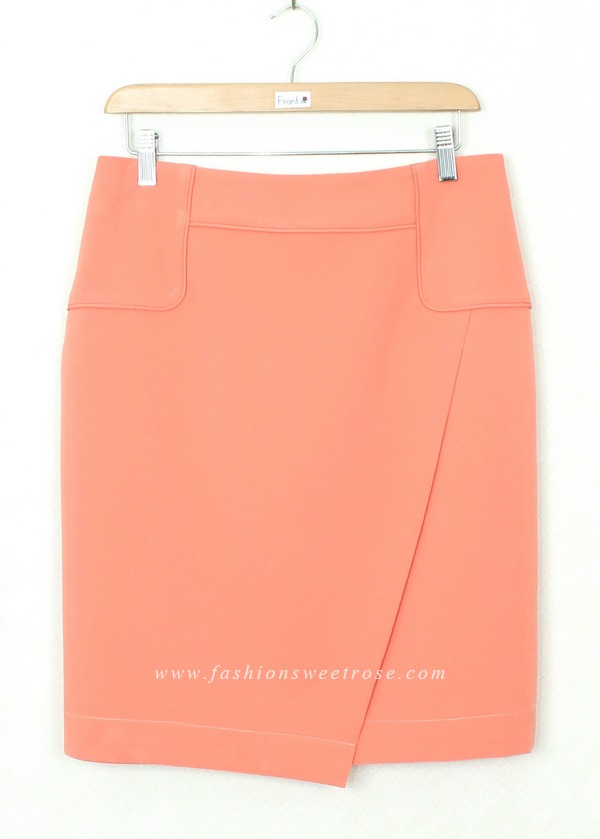 SK-326 กระโปรงแฟชั่น&ทำงาน ทรงสอบ ผ้าไหมอิตาลีสีโอรส