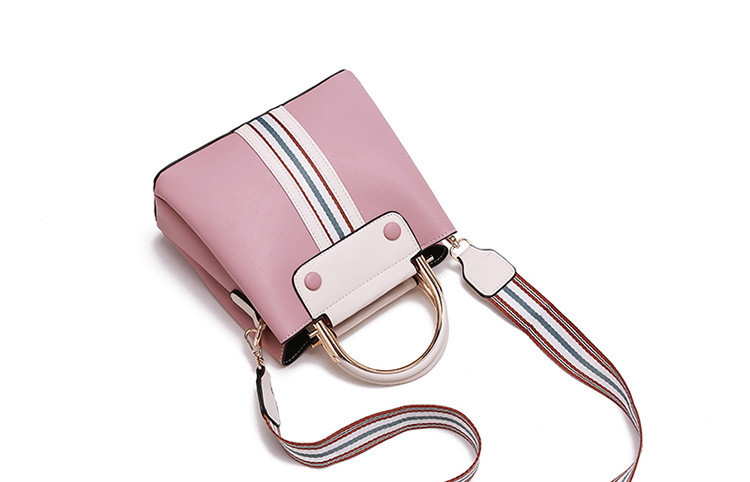 BAG-002 กระเป๋าถือแฟชั่นพร้อมสายสะพายสำหรับคุณผู้หญิง สีชมพูพาสเทล