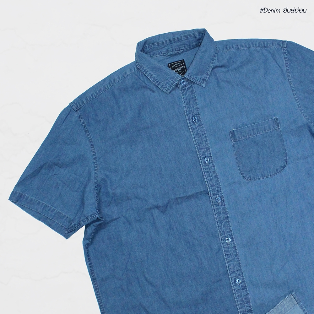 เสื้อเชิ้ตยีนส์ by Changyim 2XL-4XL สีอ่อน ผู้ชายอ้วน ไซต์ใหญ่