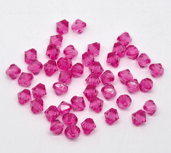 ลูกปัดอะครีลิคไบคอนเหลี่ยมเจีย ขนาด 8x8mm แพ็ค 100 เม็ด