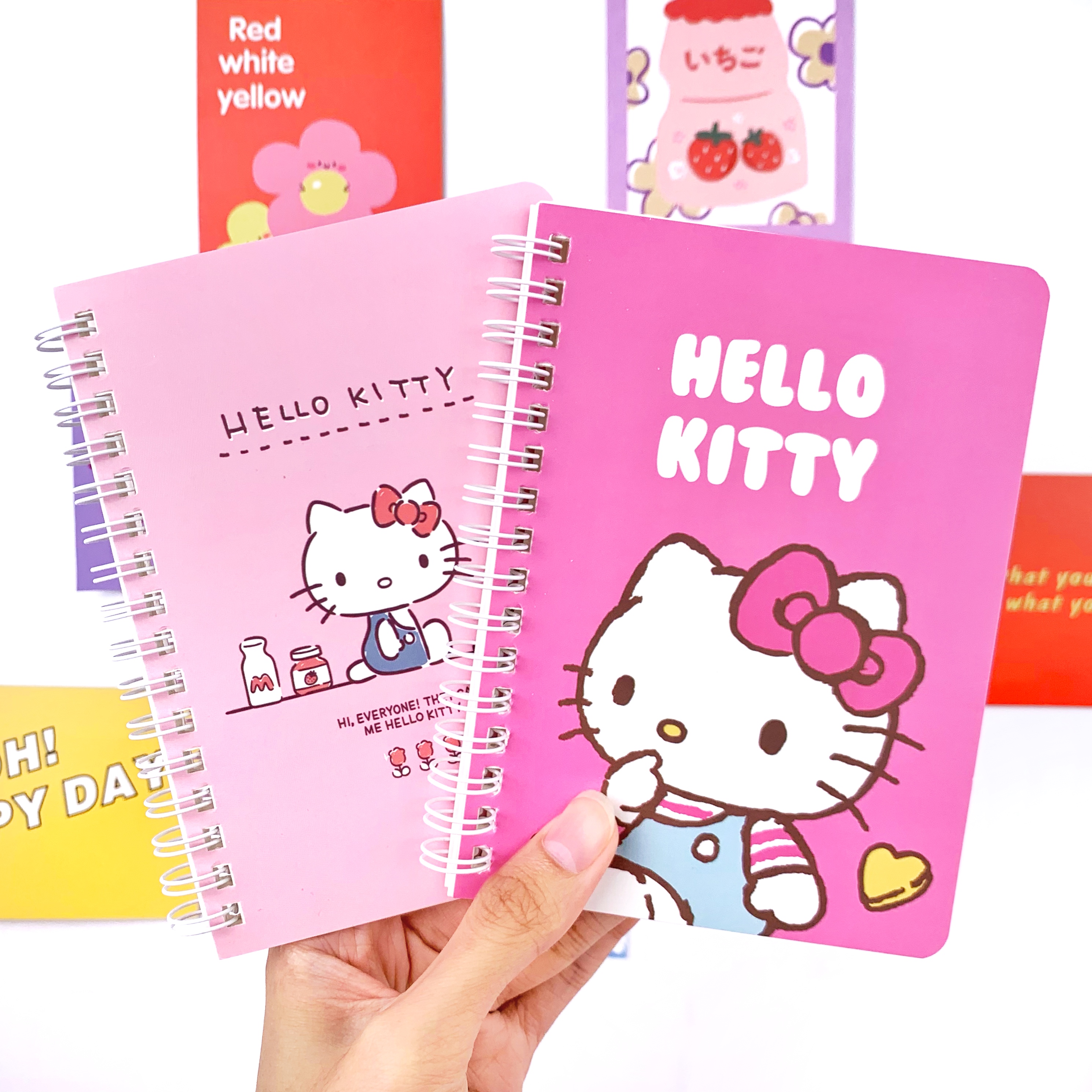 สมุดโน๊ต สมุดบันทึก ริมลวด มีเส้น ลาย Hello KITTY รุ่น KT-411-14A ขนาด 10.5 x 14.5 ซม.