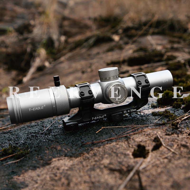 กล้องติดปืน กันน้ำ กันกระแทก มีไฟเส้นเล็ง 2 สี T-EAGLE ER 1.2-6X24 IR HK SILVER