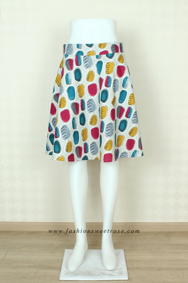 SK-316 กระโปรงแฟชั่น&ทำงาน ทรงย้วย ผ้าคอตต้อนญี่ปุ่นพิมพ์ลายกราฟฟิกหลากสี