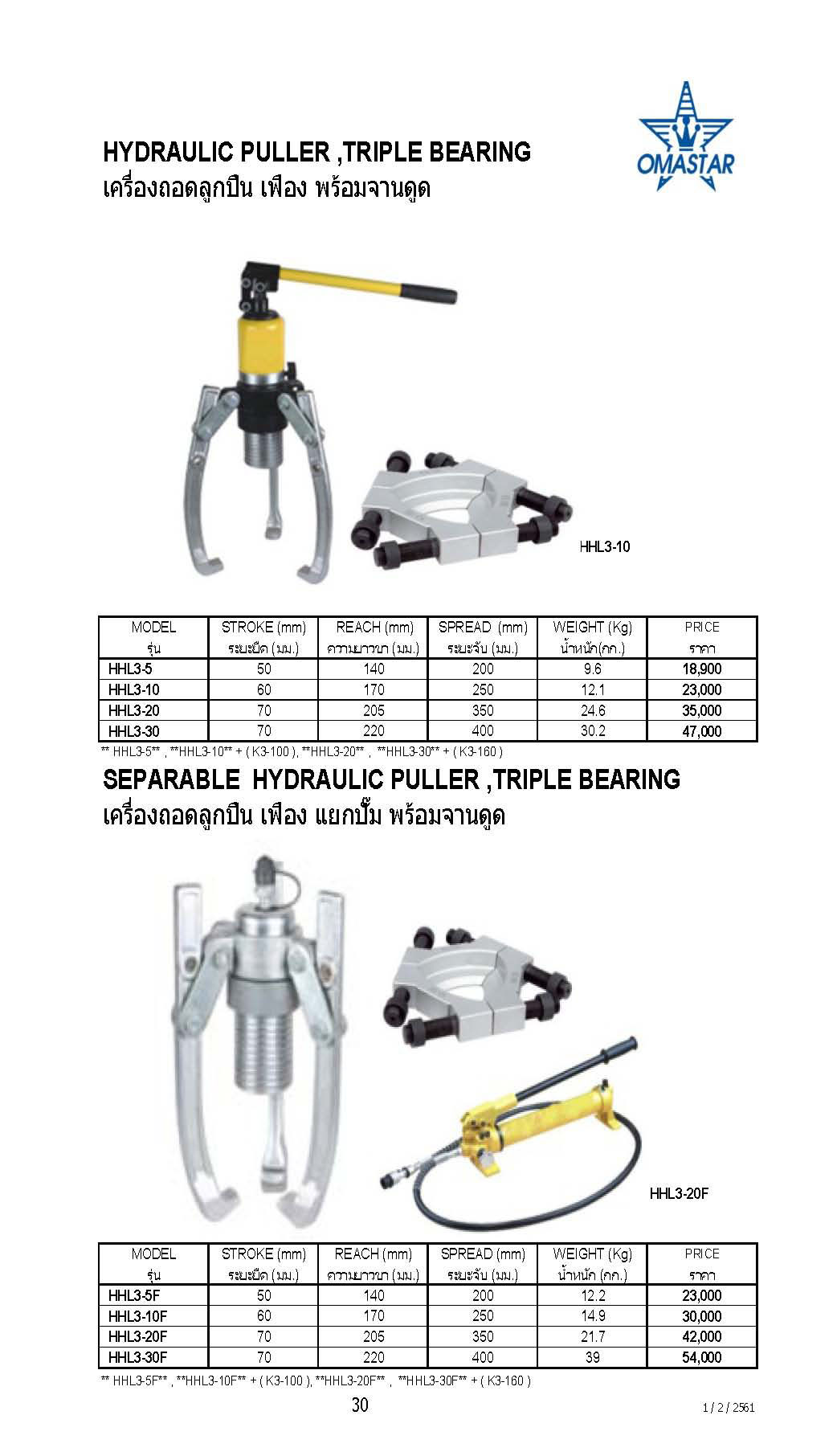 เครื่องถอดลูกปืน เฟือง ขนาด 5 ตัน รุ่น HHL-5