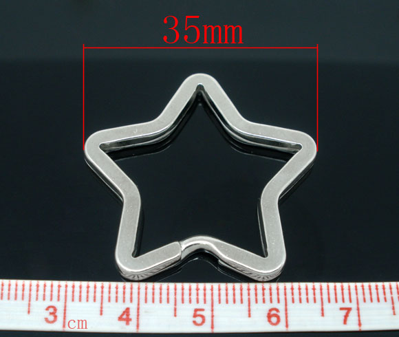 ห่วงพวงกุญแจ เหล็กสีเงิน รูปดาวขนาด 35x33mm แพ็ค 10 อัน