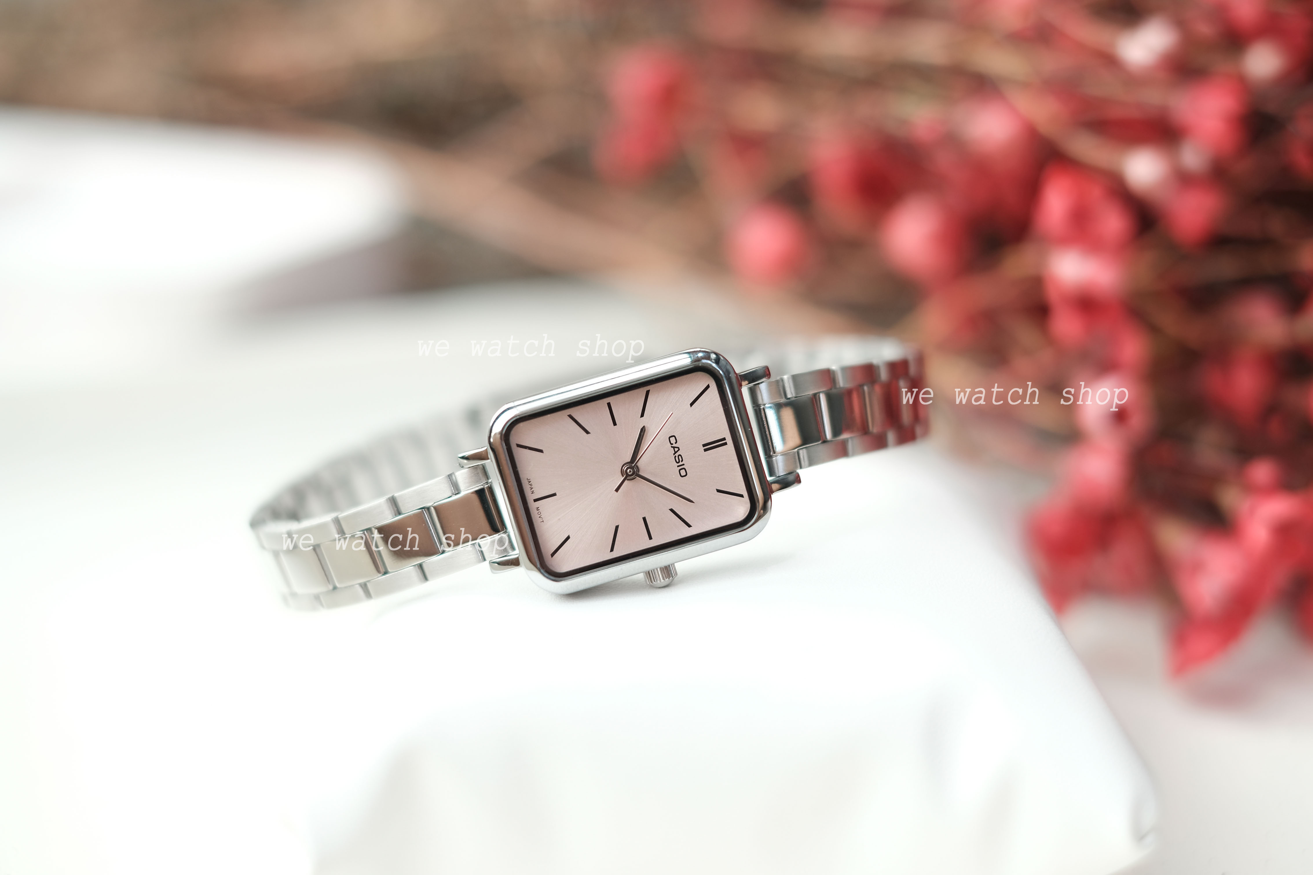 CASIO Standard รุ่น LTP-V009D-4EUDF สีเงิน หน้าจอชมพูอ่อน สินค้าของเเท้ รับประกันศูนย์ CMG