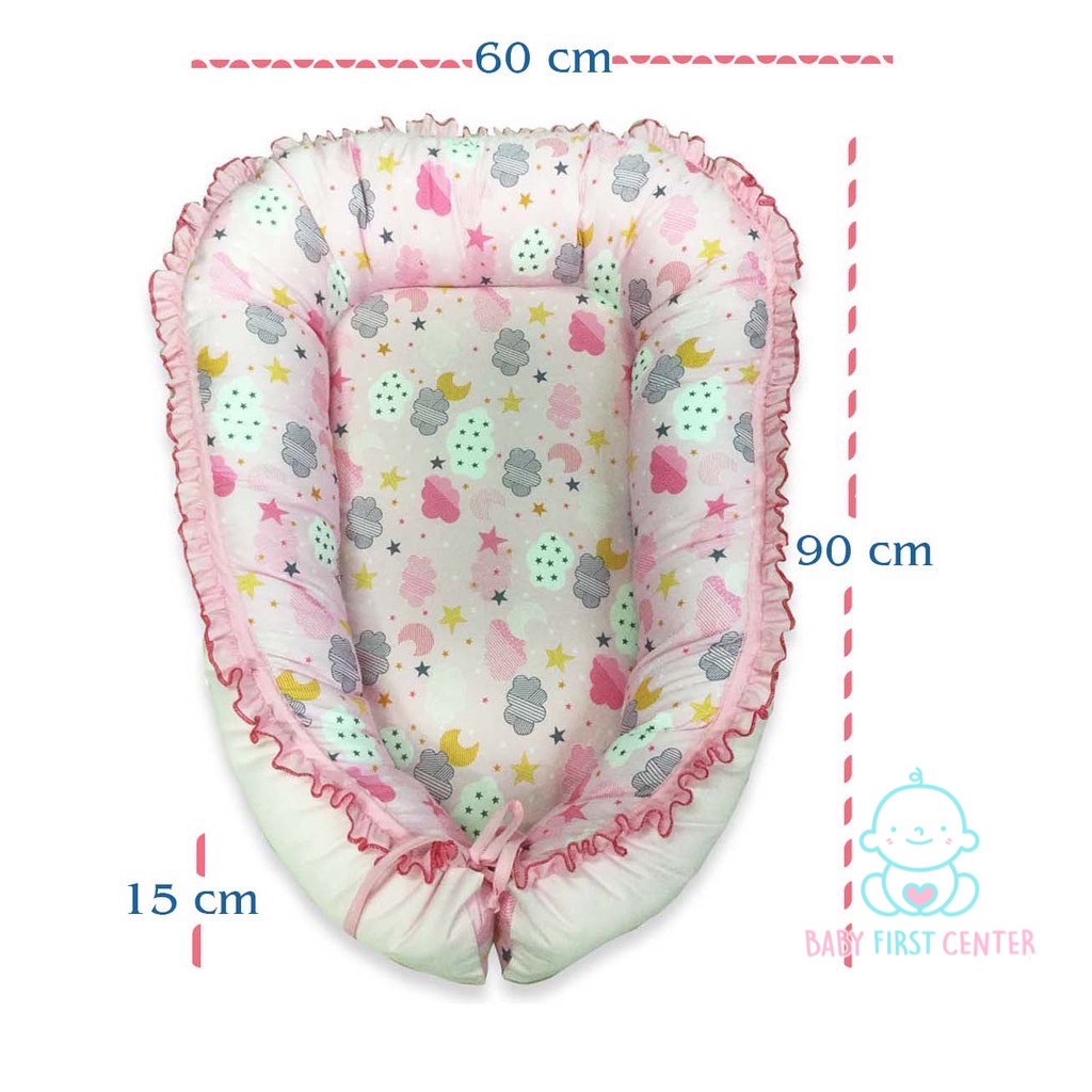PalmandPond ที่นอนเด็ก ที่นอนรังนก ที่นอนทารก ถอดปลอกซักได้ทั้งใบ 100%Cotton (แถมหมอนหลุม)