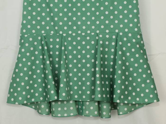 SK-199 กระโปรงแฟชั่น&ทำงาน ทรงย้วย ผ้าคอตต้อนญี่ปุ่นสีเขียว Polka Dot Green