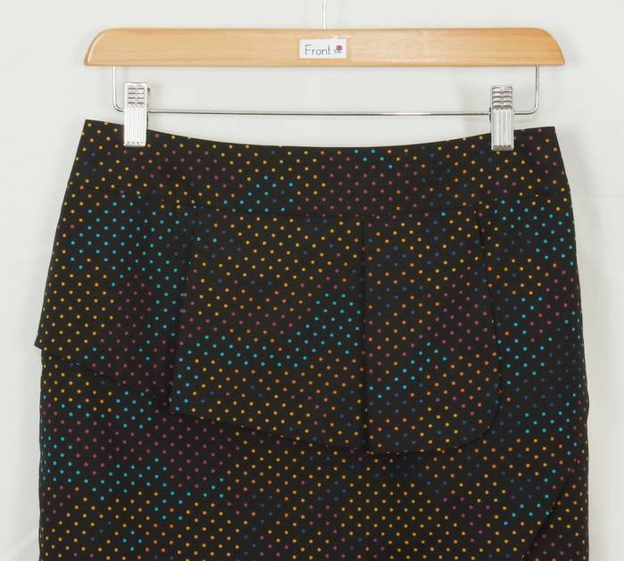 SK-223 กระโปรงแฟชั่น&ทำงาน ทรงสอบ ผ้าคอตต้อนญี่ปุ่นพื้นดำ MINI DOT ลายจุดหลากสี
