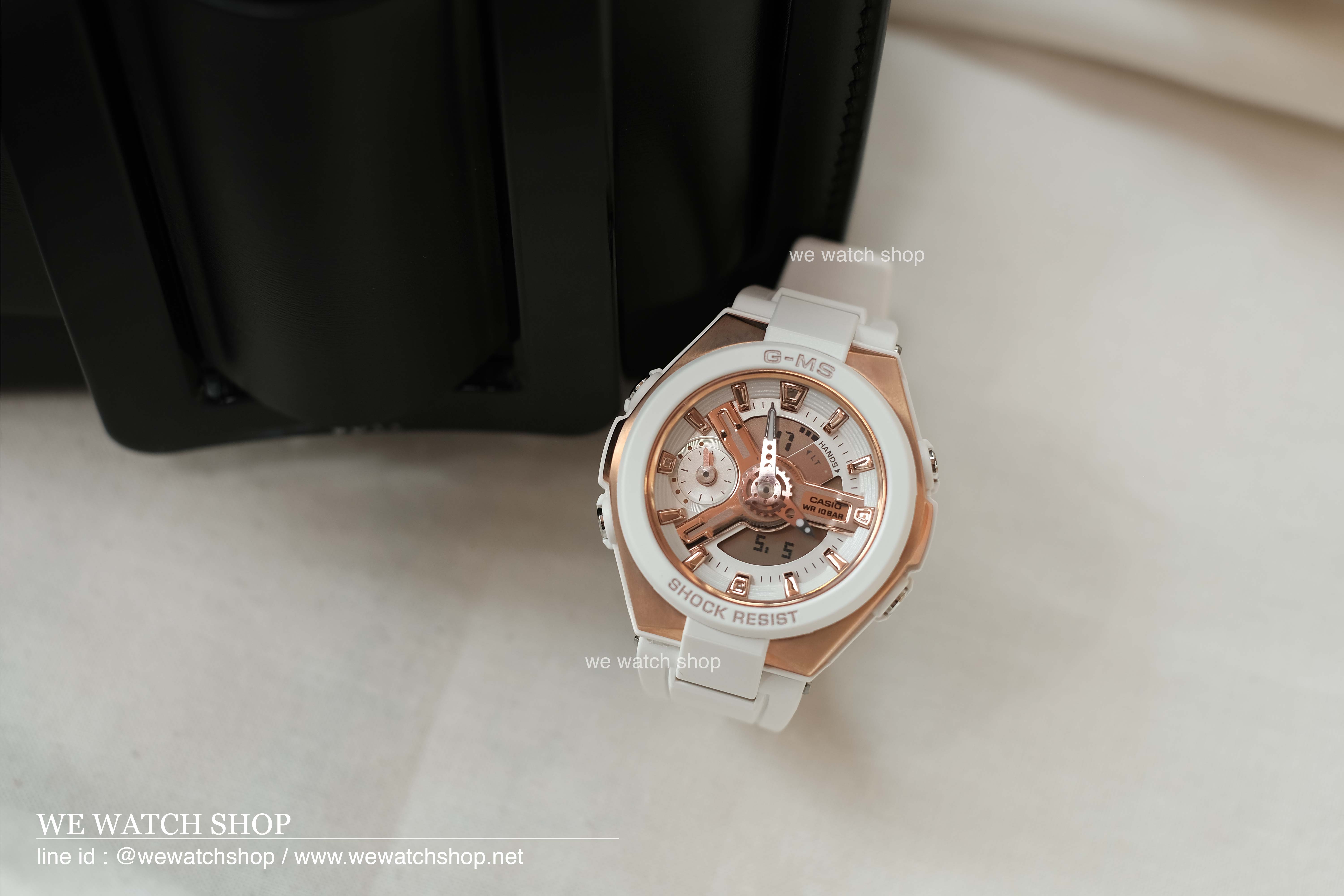 CASIO BABY-G รุ่น MSG-400G-7ADR สีขาว โรสโกลด์ สินค้าใหม่ ของแท้ รับประกันศูนย์ CMG