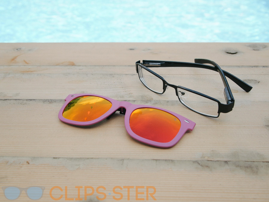 คลิปออนกันแดด Clipsster รุ่น Wayster กรอบชมพูเลนส์แดงปรอท