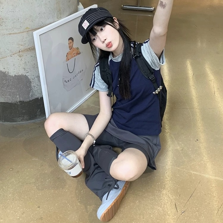 Pink summer tee เสื้อยืดแขนทูโทน