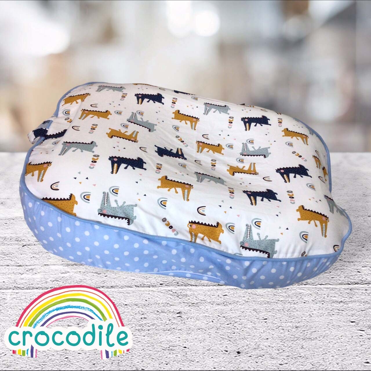 Palmandpond ที่นอนกันกรดไหลย้อน ขนาดใหญ่พิเศษ หลุมไม่ลึกถอดปลอกได้ ผ้าฝ้าย 100% (ลายเปลี่ยนตามลอตผลิตทักไลน์ @babyfirstcenter เพื่อสั่งซื้อ)