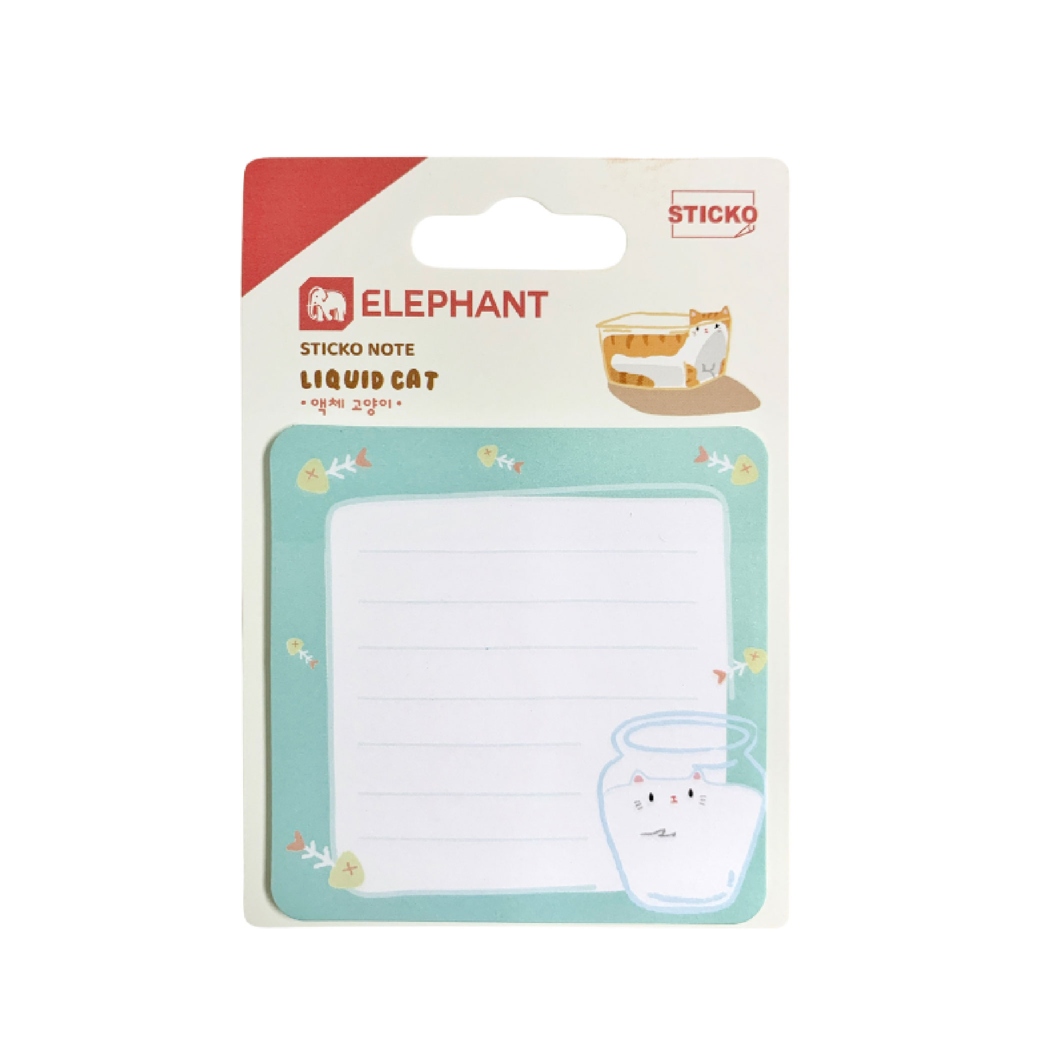 กระดาษโน๊ต โพสอิท Sticko Note ชนิดกาวในตัว ตราช้าง Elephant ลาย LIQUID CAT