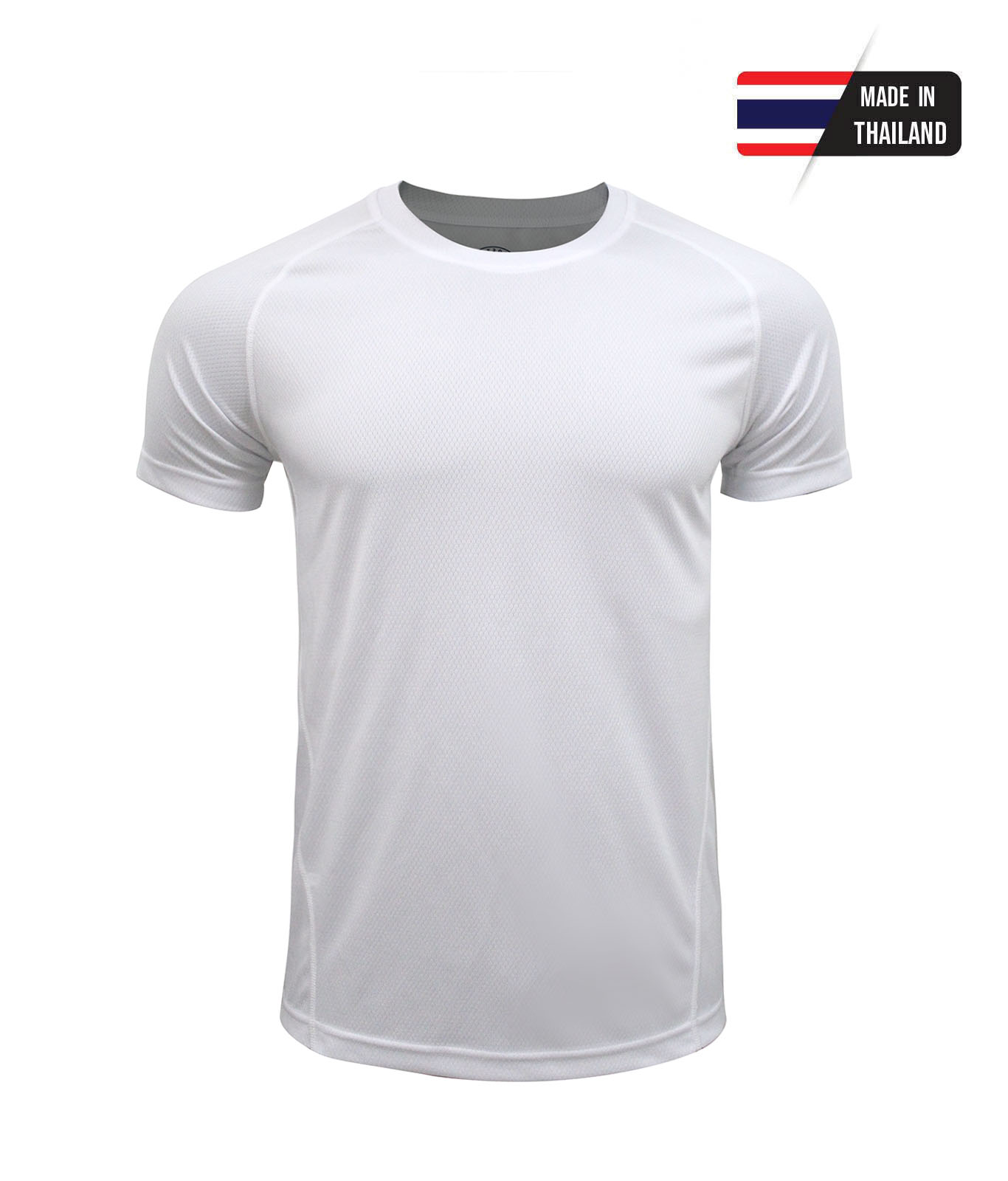 เสื้อคอกลม คอกลมไหล่สโลป ผ้าลายรังผึ้ง ไมโคร 100% สีขาว ใส่สบาย ระบายเหงื่อได้ดี