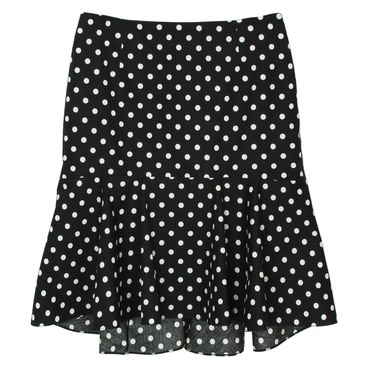 SK-198 กระโปรงแฟชั่น&ทำงาน ทรงย้วย ผ้าคอตต้อนญี่ปุ่นสีดำ Polka Dot Black