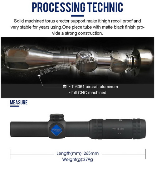 Discovery VT-1 0.8-5X24 หลอด 30 มม.MIL-DOT Reticle กล้องคุณภาพสูง ระยะ 100 M.