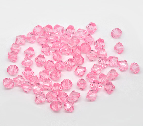 ลูกปัดอะครีลิคไบคอนเหลี่ยมเจีย ขนาด 8x8mm แพ็ค 100 เม็ด