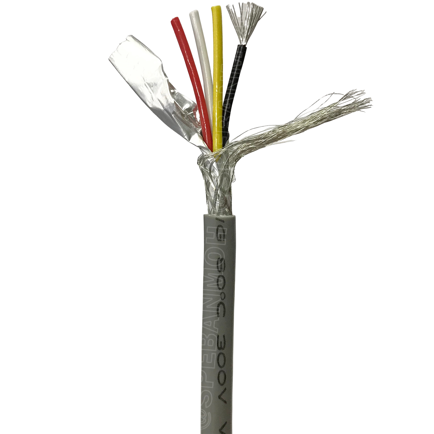 [ 1 เมตร ] MD-2464-BS-18AWG-04C ชีลรอบ สีเทา Grey สายมัลติคอร์ 4 คอร์ ขนาด 18AWG 4Cx18AWG UL2464 300V 80°C AWG18 เบอร์ 18 สายชีลรอบ Braid Shielded Multicore Cable 8C Computer Cable TCU Tinned Stranded Copper AWM 2464 18AWG VW-1 80°C 300V E150612