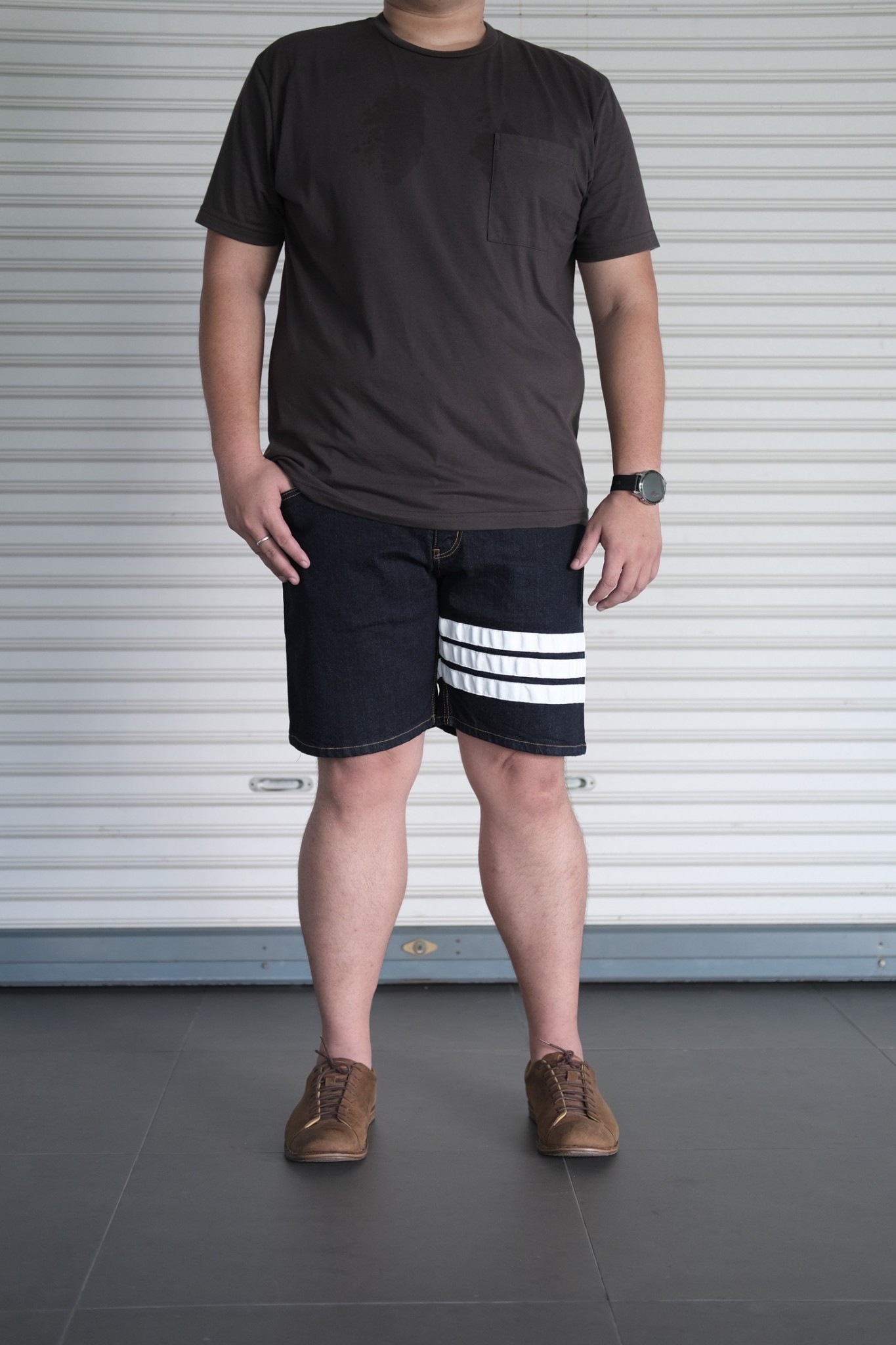 กางเกงยีนส์ขาสั้น มีแถบหนัง ผ้ายืด สำหรับผู้ชายตัวใหญ่ #JS-635 , JS-636 ไซส์ใหญ่ 40-50"