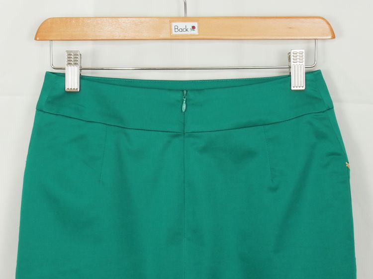 SK-117 กระโปรงแฟชั่น&ทำงาน ทรงสอบ ผ้าคอตต้อนญี่ปุ่นผสมสเปนเดกสีเขียว Deep Sea