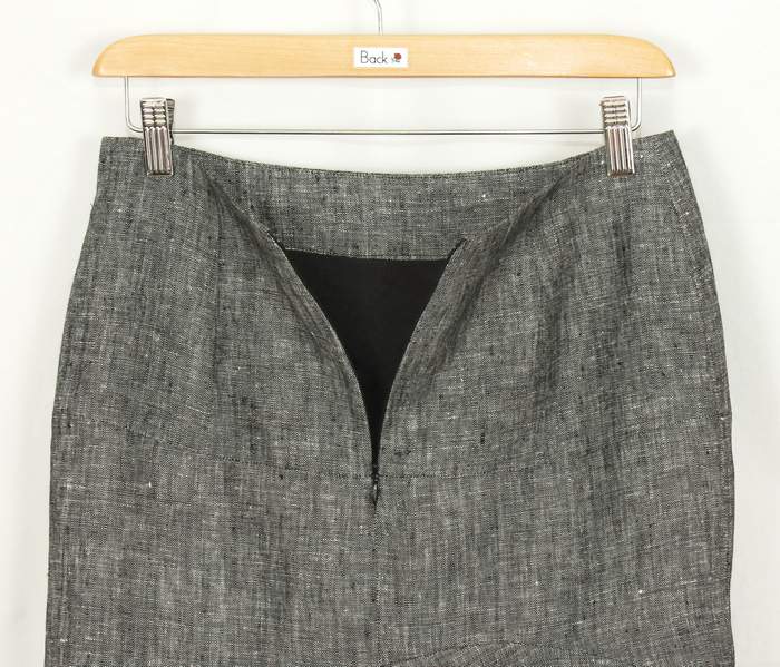 SK-221 กระโปรงแฟชั่น&ทำงาน ทรงย้วย ผ้าลินินญี่ปุ่นเชมเบ้ โทนดำ