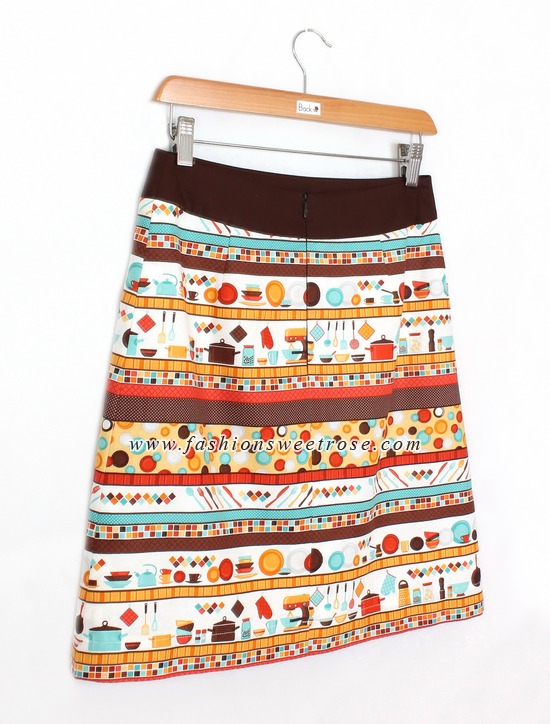 SK-410 กระโปรงทรงเอ ผ้าคอตต้อนญี่ปุ่นพิมพ์ลายเครื่องครัว KITCHEN