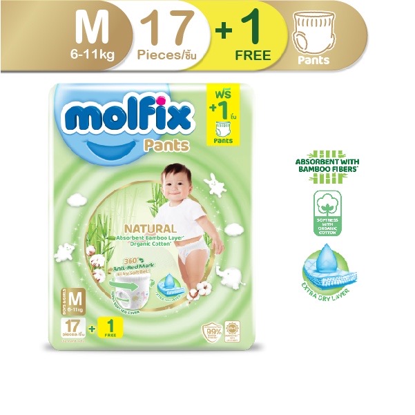 Molfix ผ้าอ้อมเด็ก โมลฟิกซ์ เนเชอรัล NB~XXL