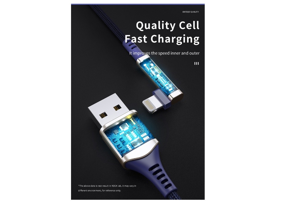 Rock M1 Lightning Zn-alloy Charge& Sync สายชาร์จเร็ว 5V 2.1A และซิงค์ สายชาร์จแบบเก็บสาย 1 เมตร