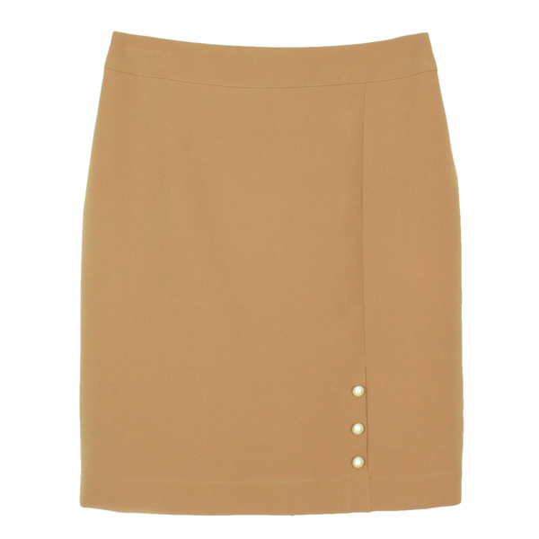 SK-451 กระโปรงทรงสอบ ผ้า Double Twist สี Light Brown