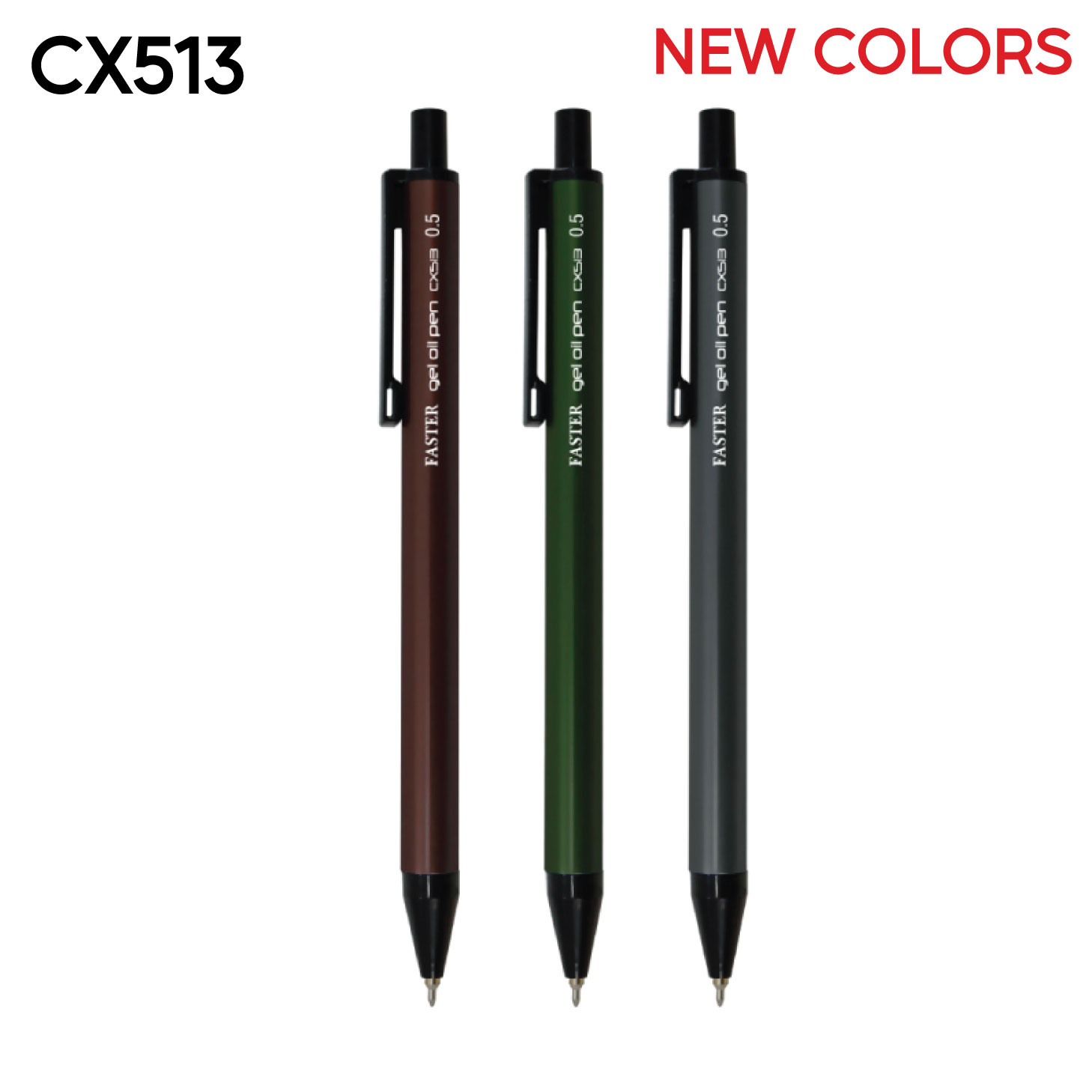 ปากกาลูกลื่นเจล 0.5 FASTER รุ่น CX513 / 0.7 FASTER รุ่น CX514