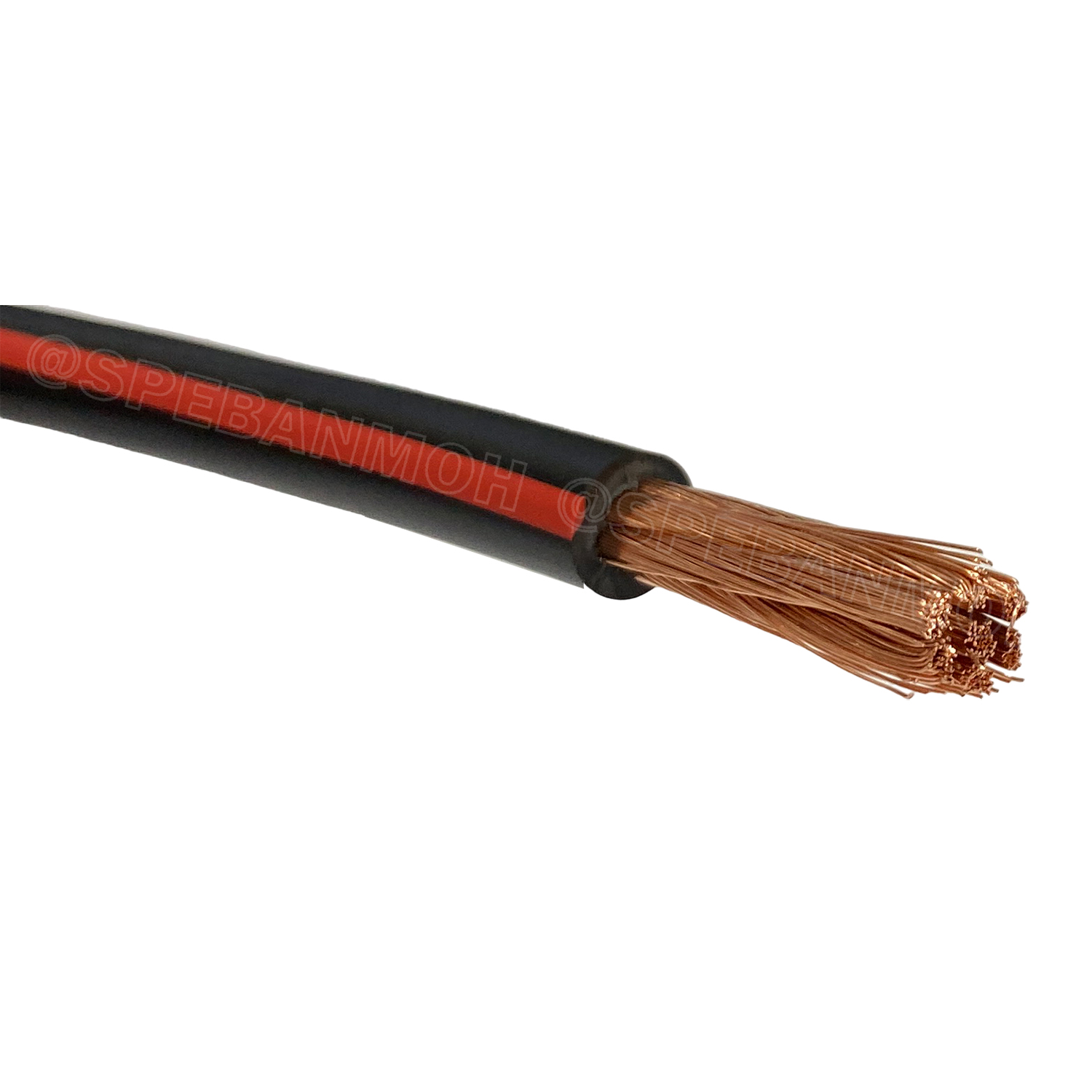 [ 1 เมตร ] SJK-BAT25 สีดำแถบแดง รุ่นเต็ม 0.30/350 Black with Red line สายพ่วงแบต 25มิล SJK สายเชื่อมแบตทองแดงแท้ Battery Cable 25mm ขนาดเต็ม 25 sq.mm. ทองแดงแท้ Pure Copper Wire