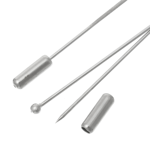 เข็มกลัดแบบแท่งหัวบอล วัสดุทองแดง สีเงิน