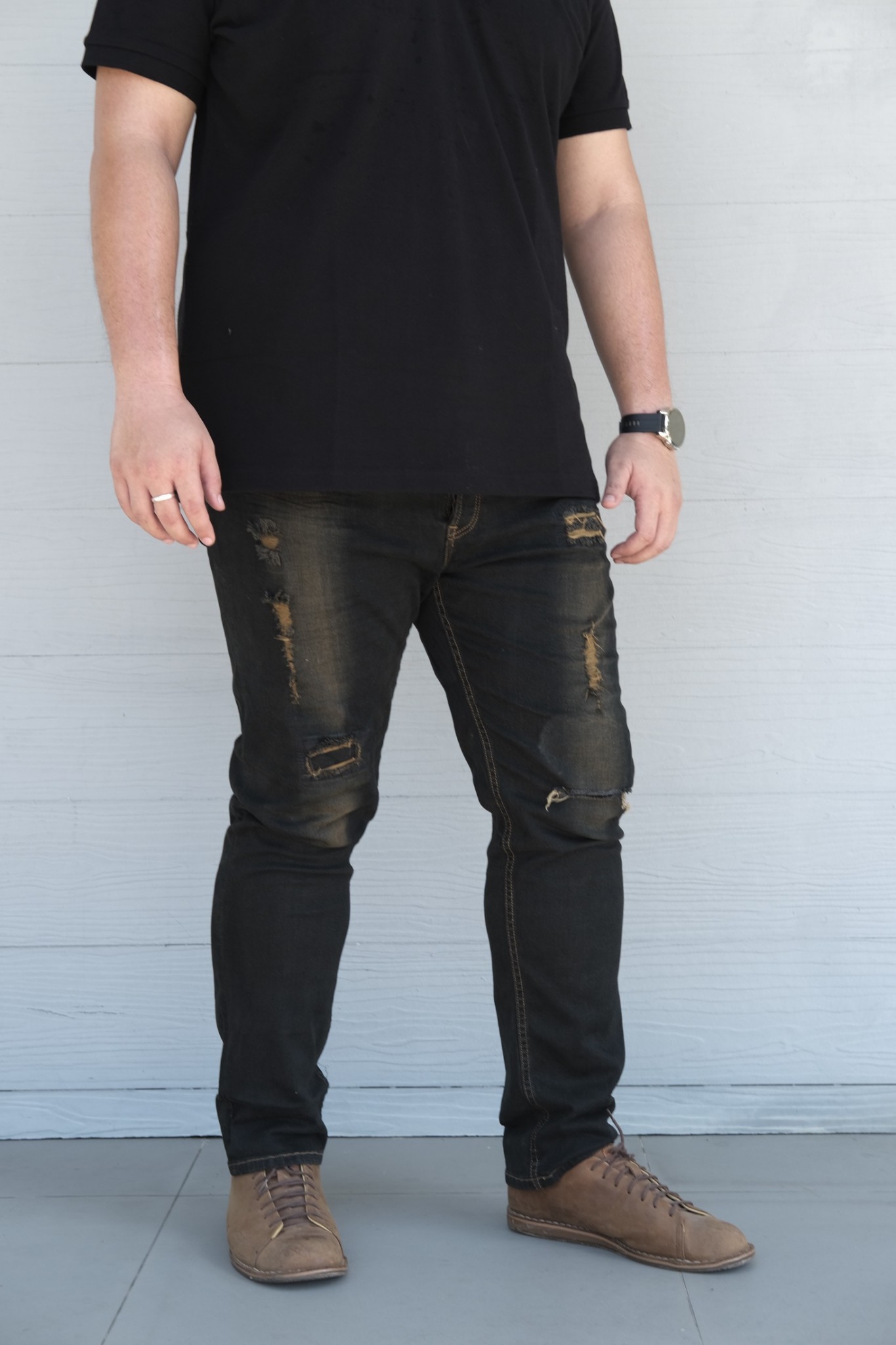 กางเกงยีนส์ ไซส์ใหญ่ ยีนส์เดฟ ผ้ายืด สียีนส์ดำสนิม กางเกงคนอ้วน ผู้ชายอ้วน 40-54" #232 #732