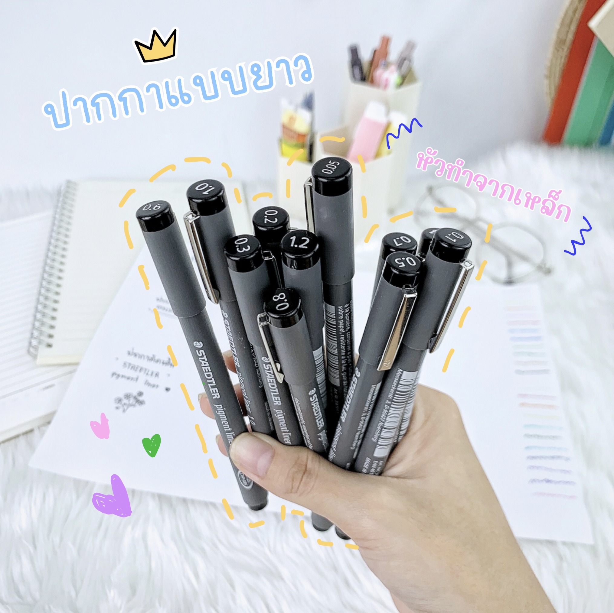 ปากกาตัดเส้น ปากกามาร์กเกอร์พิกเม้นท์ สีดำ staedtler