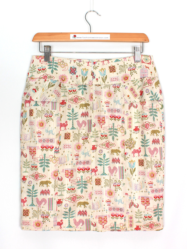 SK-475 กระโปรงทรงสอบ ผ้าคอตต้อนญี่ปุ่นพิมพ์ลายคอสติส