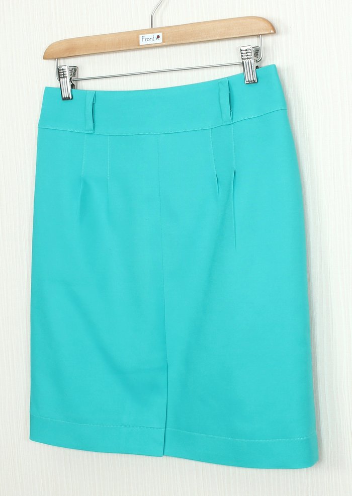 SK-242 กระโปรงแฟชั่น&ทำงาน ทรงสอบแบบผ่าหน้า ผ้าคอตตอนญี่ปุ่น สีฟ้าเทอร์คอยซ์