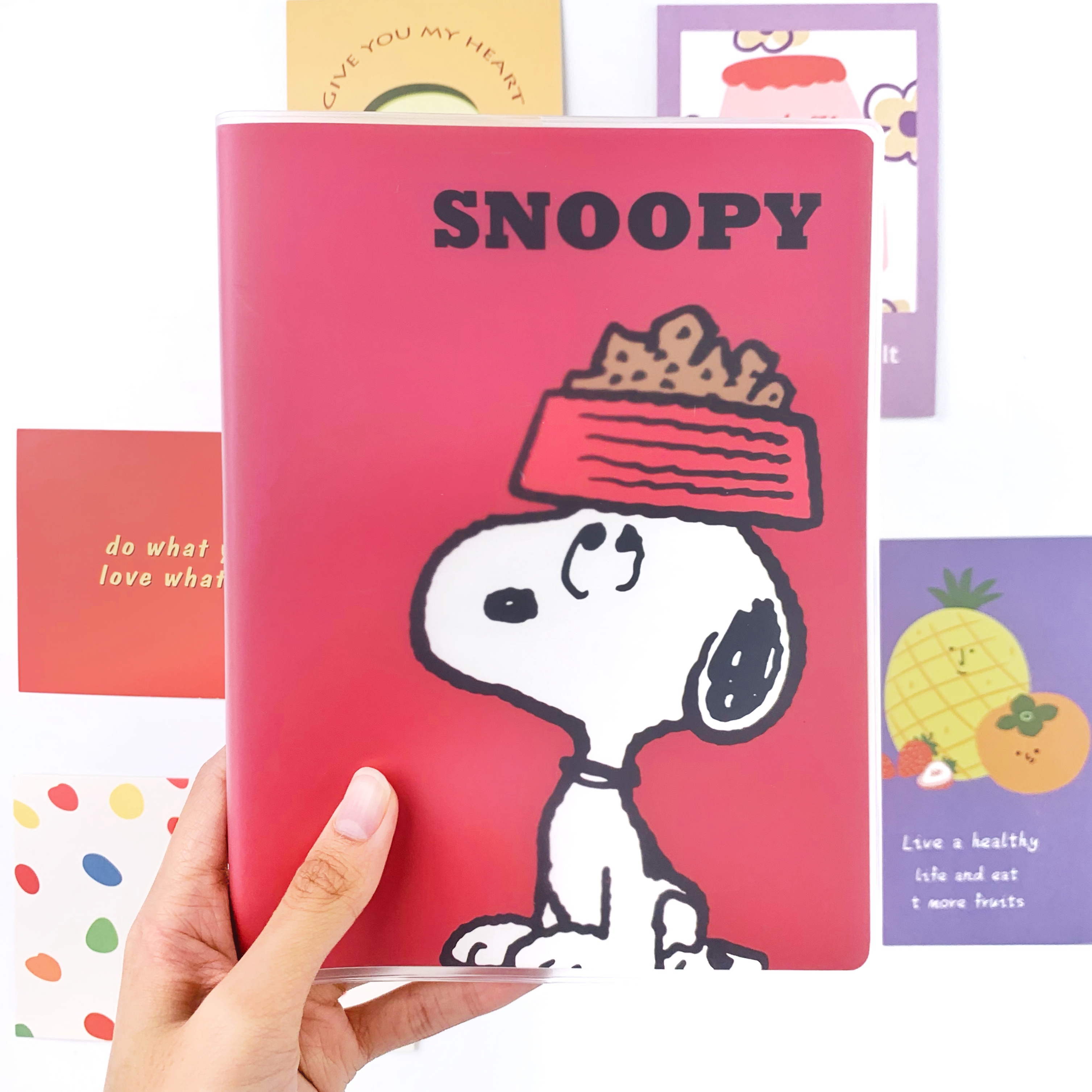 สมุดโน๊ต สมุดจดบันทึก ขนาด A5 หุ้มปกพลาสติก ลายลิขสิทธิ์แท้ Snoopy