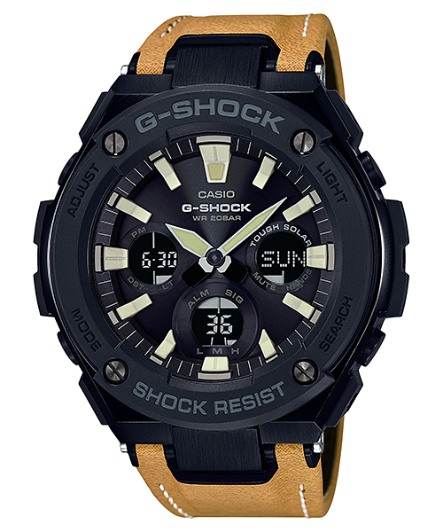 CASIO G-SHOCK รุ่น GST-S120L-1BDR สีดำ สายหนังสีมัสตาร์ด สินค้าใหม่ ของเเท้ รับประกันศูนย์ CMG