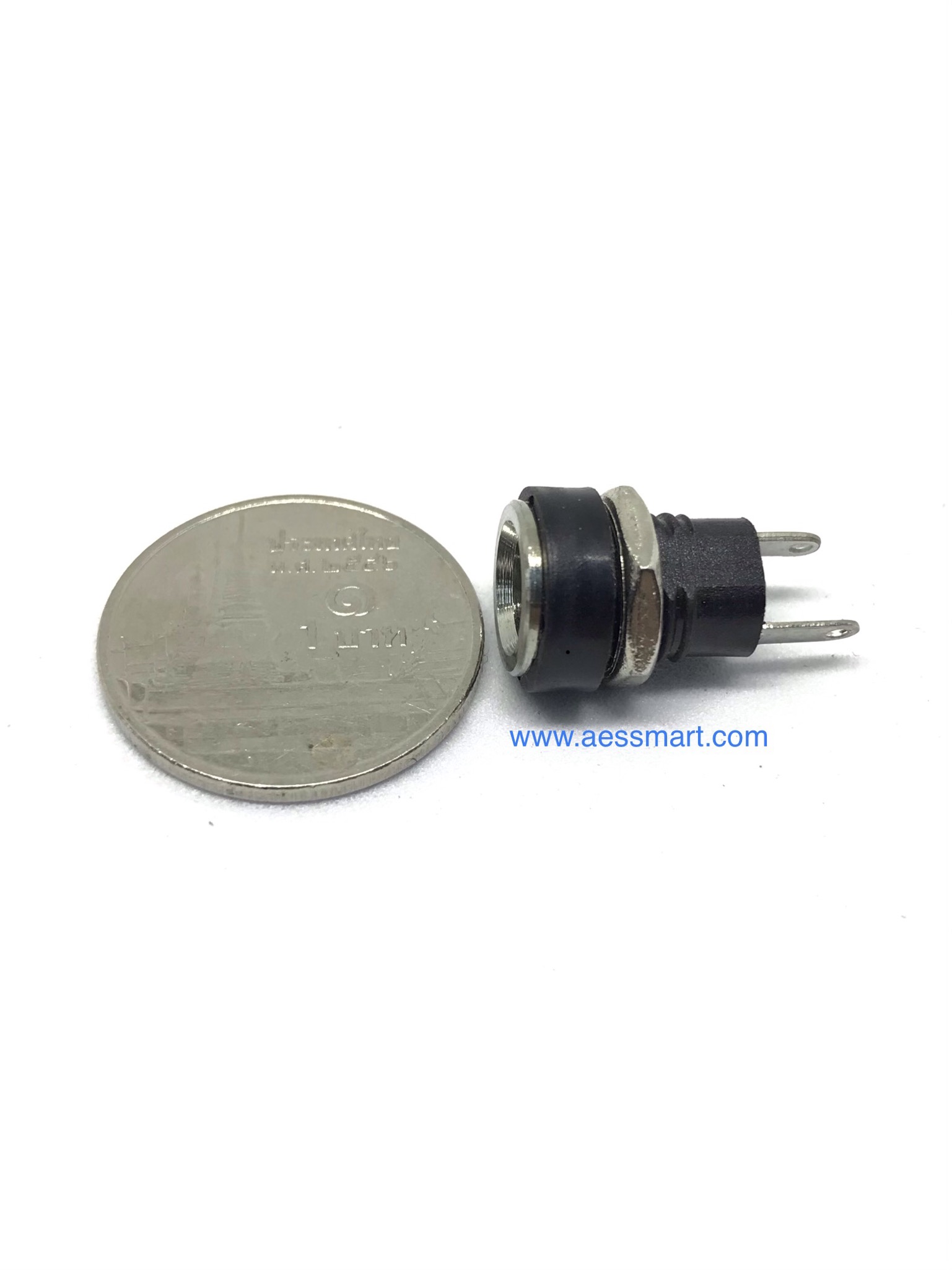 DC POWER JACK ติดแท่น 2.1mm,2 Pins สีดำ
