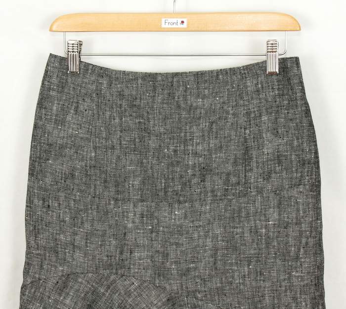 SK-221 กระโปรงแฟชั่น&ทำงาน ทรงย้วย ผ้าลินินญี่ปุ่นเชมเบ้ โทนดำ