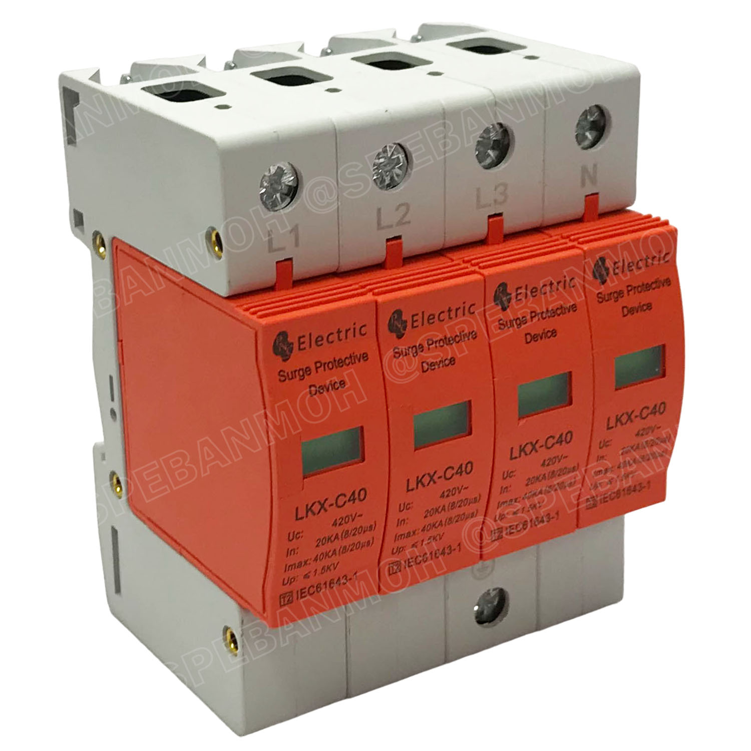 [ 1ชิ้น ] LKX-C40-4P AC ตัวป้องกันฟ้าผ่า Surge Protection 420VAC 3P 20-40KA เสิร์จ AC 4P 3เฟส อุปกรณ์ป้องกันไฟกระชาก AC กระแสสลับ สำหรับไฟโรงงาน บ้าน 3เฟส 380V ชุดป้องกันฟ้าผ่า อุปกรณ์ป้องกันฟ้าผ่า ไฟกระชาก สำหรับไฟบ้าน Surge Protector Device
