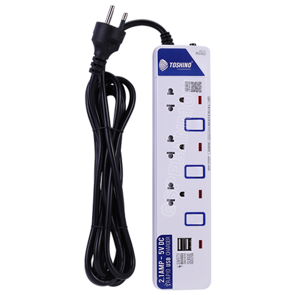 ET-913USB ปลั๊กพ่วง TOSHINO รางปลั๊กไฟมาตรฐาน มอก ระบบป้องกันกระแสไฟเกินอัตโนมัติ ระบบป้องกันไฟกระชาก สวิทช์เปิด - ปิด การใช้งานแยกจุด ผลิตจากวัสดุไม่ลามไฟ ไฟแสดงสถานะการใช้งาน - ม่านนิรภัยป้องกันไฟดูด สายไฟขนาด 3x 0.75 รับไฟ 2300 W USB 2 ช่อง 2.1A ET Ser