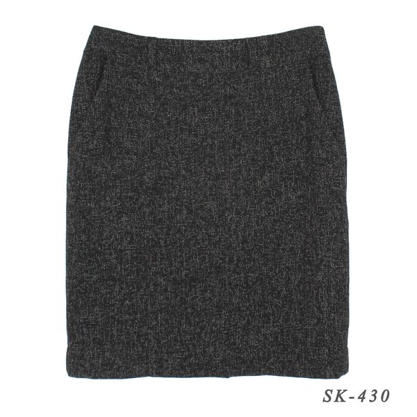 SK-430 กระโปรงแฟชั่น&ทำงาน ทรงสอบ ผ้า CHANEL สีดำ มีกระเป๋าล้วง 2 ข้าง